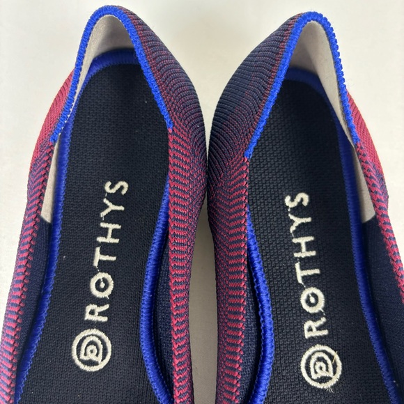 Rothy’s Pointer Ballerina Flats Fabric Comfort Slip-On Shoes Blue Red Size 8 - Picture 7 of 14